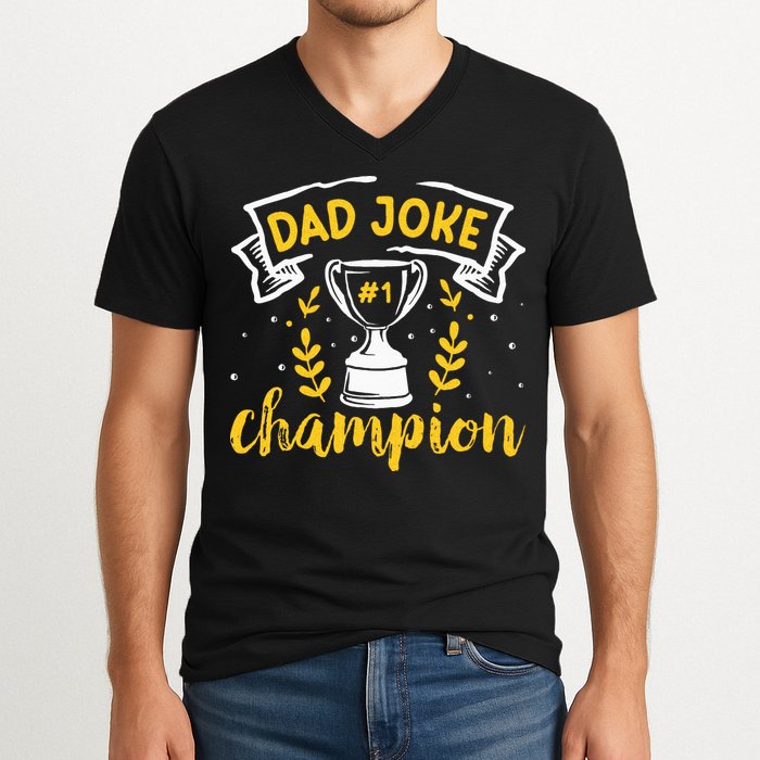 Dad Jokes Champion V-Neck T-Shirt