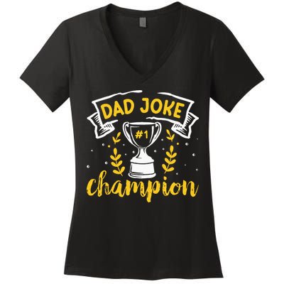 Dad Jokes Champion Women's V-Neck T-Shirt