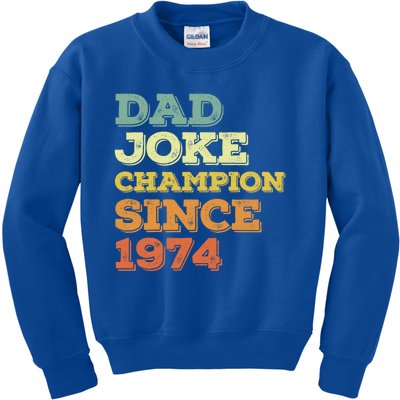 Dad Joke Champion Since 1974 Gift Birthday Fathers Day Gift Kids Sweatshirt