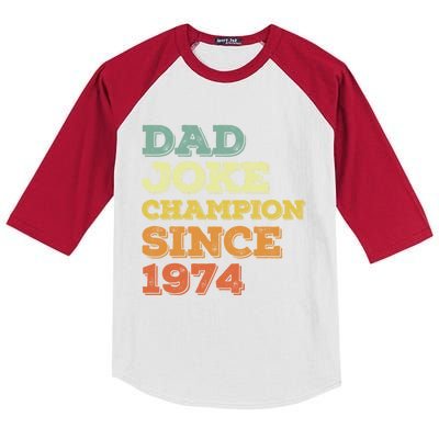 Dad Joke Champion Since 1974 Gift Birthday Fathers Day Gift Kids Colorblock Raglan Jersey