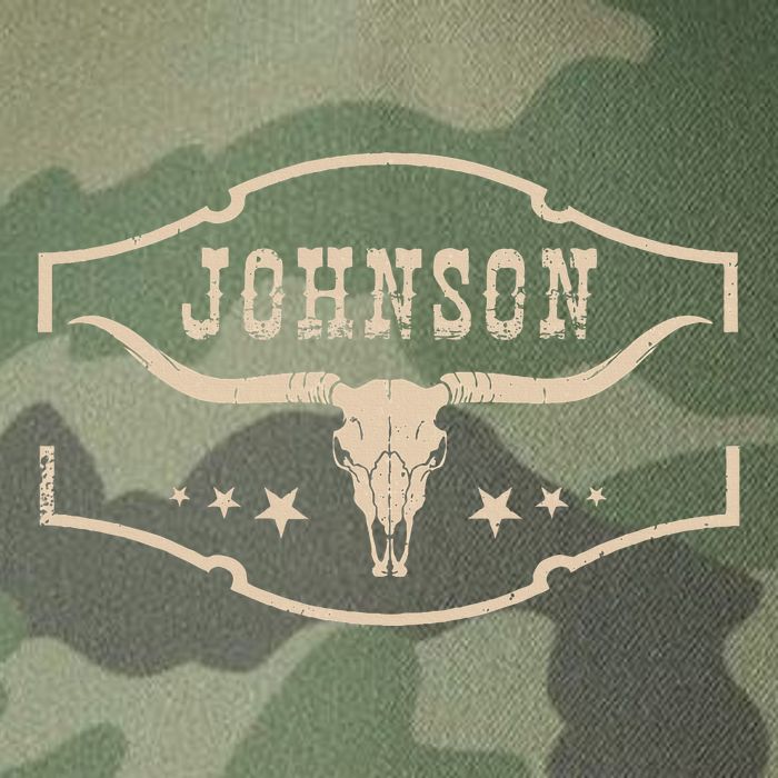 Distressed Johnson Cowhide Name Proud Bullskull Cow Legacy Tie Dye Trucker Hat