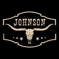 Distressed Johnson Cowhide Name Proud Bullskull Cow Stripe Pom Pom Beanie