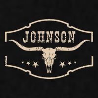 Distressed Johnson Cowhide Name Proud Bullskull Cow Ladies PosiCharge Tri-Blend Wicking Tank