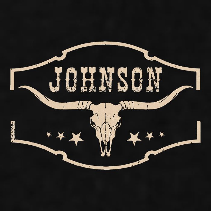 Distressed Johnson Cowhide Name Proud Bullskull Cow Ladies PosiCharge Tri-Blend Wicking Tank