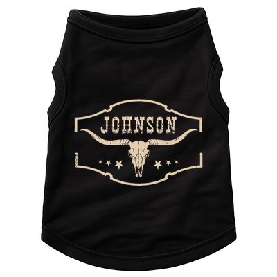 Distressed Johnson Cowhide Name Proud Bullskull Cow Doggie Tank