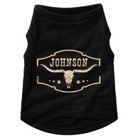 Distressed Johnson Cowhide Name Proud Bullskull Cow Doggie Tank