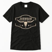 Distressed Johnson Cowhide Name Proud Bullskull Cow Tall T-Shirt