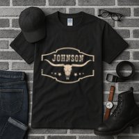 Distressed Johnson Cowhide Name Proud Bullskull Cow Tall T-Shirt