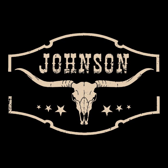 Distressed Johnson Cowhide Name Proud Bullskull Cow Bucket Hat