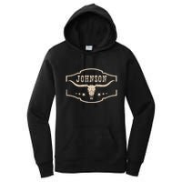 Distressed Johnson Cowhide Name Proud Bullskull Cow Women's Pullover Hoodie