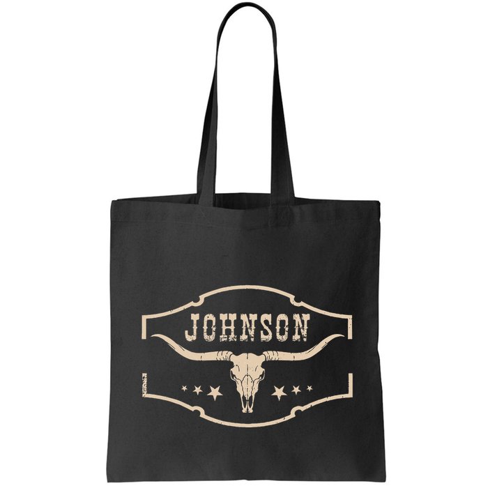 Distressed Johnson Cowhide Name Proud Bullskull Cow Bag