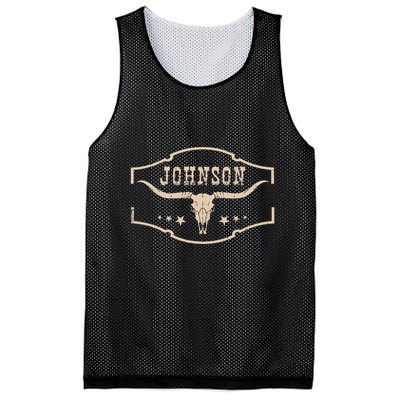 Distressed Johnson Cowhide Name Proud Bullskull Cow Mesh Reversible Basketball Jersey Tank