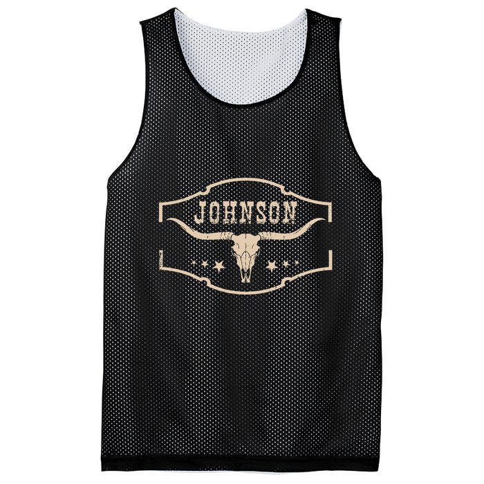 Distressed Johnson Cowhide Name Proud Bullskull Cow Mesh Reversible Basketball Jersey Tank