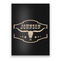 Distressed Johnson Cowhide Name Proud Bullskull Cow Poster