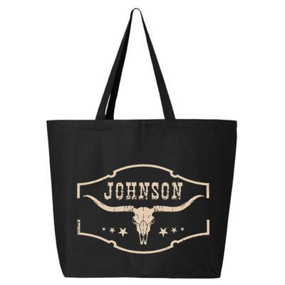 Distressed Johnson Cowhide Name Proud Bullskull Cow 25L Jumbo Tote