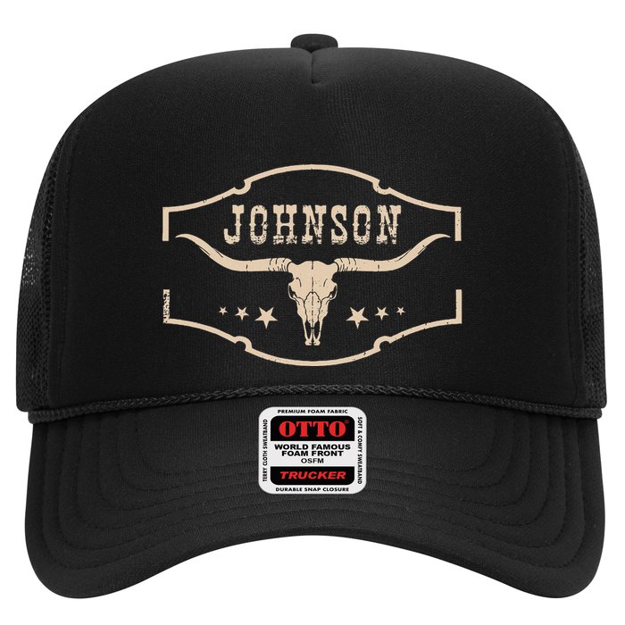 Distressed Johnson Cowhide Name Proud Bullskull Cow Hat