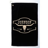 Distressed Johnson Cowhide Name Proud Bullskull Cow Golf Towel