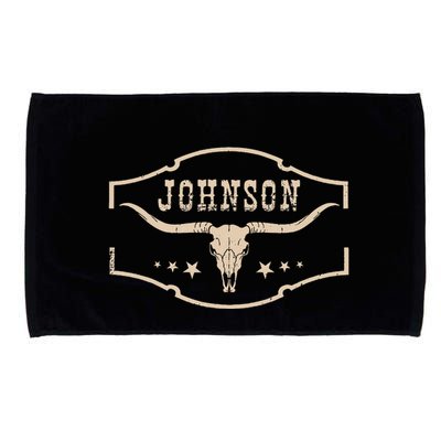Distressed Johnson Cowhide Name Proud Bullskull Cow Microfiber Hand Towel
