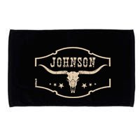 Distressed Johnson Cowhide Name Proud Bullskull Cow Microfiber Hand Towel