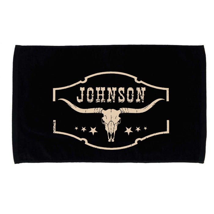 Distressed Johnson Cowhide Name Proud Bullskull Cow Microfiber Hand Towel