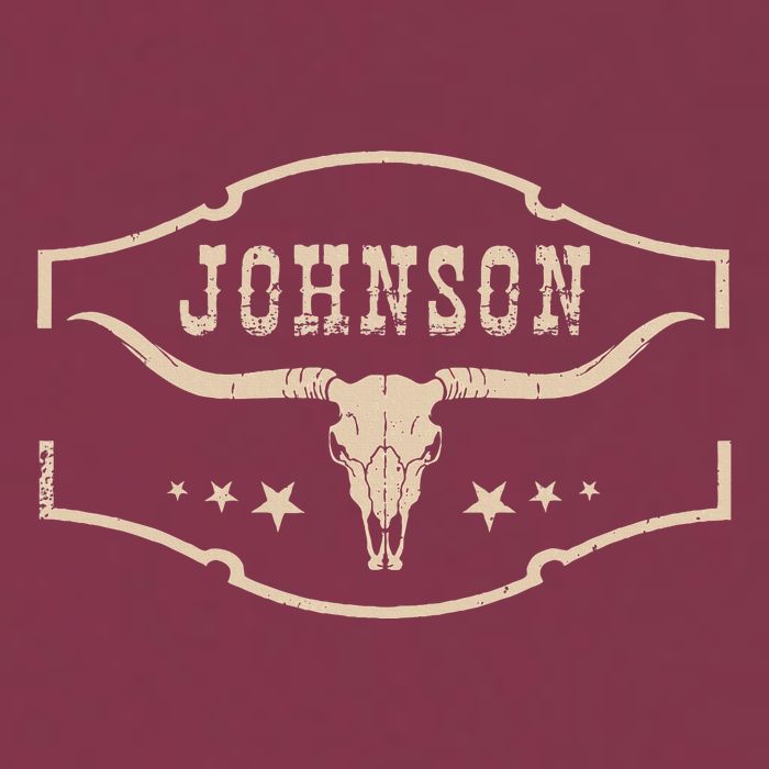 Distressed Johnson Cowhide Name Proud Bullskull Cow 16oz Travel Tumbler