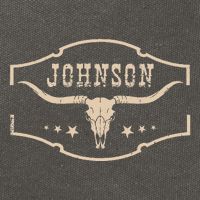 Distressed Johnson Cowhide Name Proud Bullskull Cow Cotton Canvas Backpack