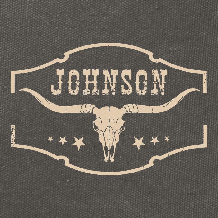 Distressed Johnson Cowhide Name Proud Bullskull Cow Cotton Canvas Backpack
