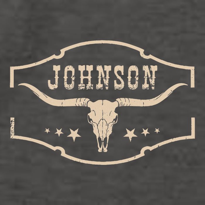 Distressed Johnson Cowhide Name Proud Bullskull Cow Vector Backpack