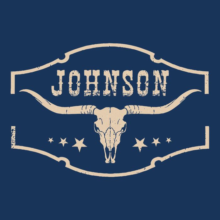 Distressed Johnson Cowhide Name Proud Bullskull Cow Infant Baby Jersey Bodysuit