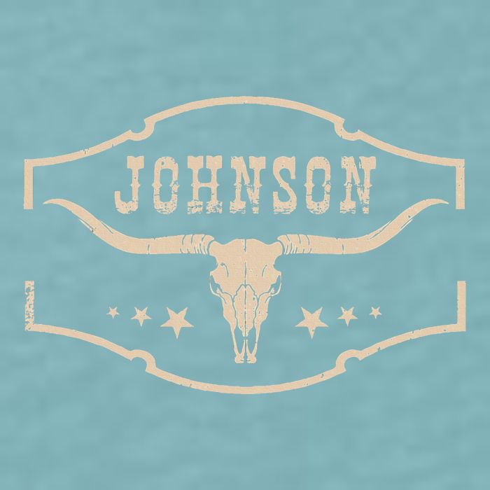 Distressed Johnson Cowhide Name Proud Bullskull Cow Sueded Cloud Jersey T-Shirt