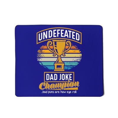 Dad Joke Champion Cool Gift Funny Fathers Day Gift Bad Puns Gift Mousepad