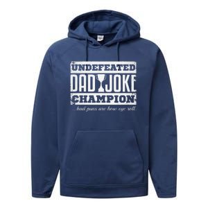 Dad Joke Champion Funny Fathers Day Gift Bad Puns Performance Fleece Hoodie