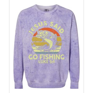 Dad Jesus Christ Said Go Fishing Bass Christian Funny Colorblast Crewneck Sweatshirt