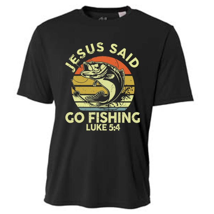 Dad Jesus Christ Said Go Fishing Bass Christian Funny Cooling Performance Crew T-Shirt