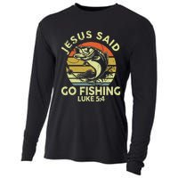 Dad Jesus Christ Said Go Fishing Bass Christian Funny Cooling Performance Long Sleeve Crew