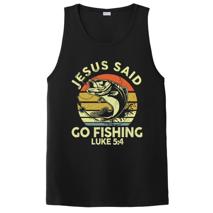 Dad Jesus Christ Said Go Fishing Bass Christian Funny PosiCharge Competitor Tank