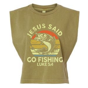 Dad Jesus Christ Said Go Fishing Bass Christian Funny Garment-Dyed Women's Muscle Tee