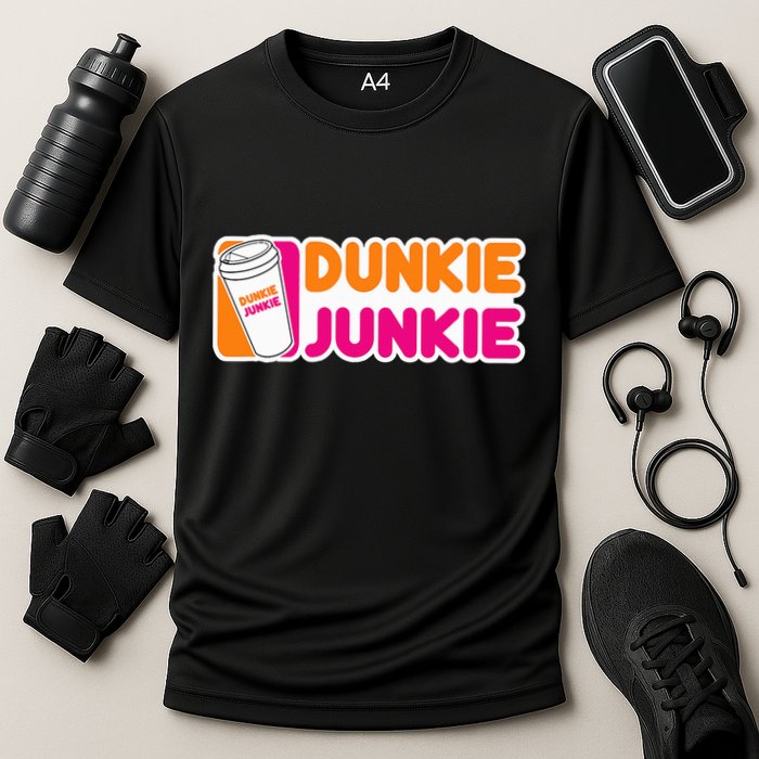 Dunkie Junkie Coffee Love Funny Coffee Saying Cooling Performance Crew T-Shirt