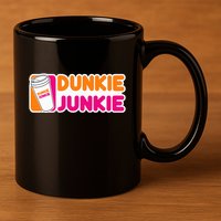 Dunkie Junkie Coffee Love Funny Coffee Saying 11oz C Handle Ceramic Mug