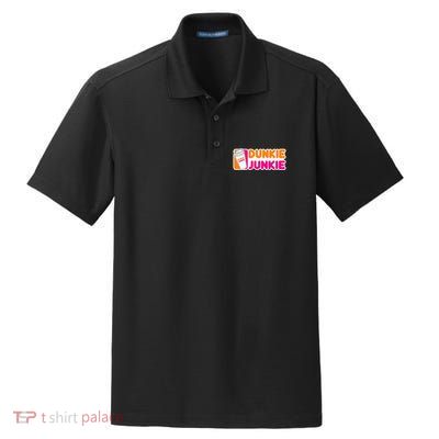 Dunkie Junkie Coffee Love Funny Coffee Saying Dry Zone Grid Polo