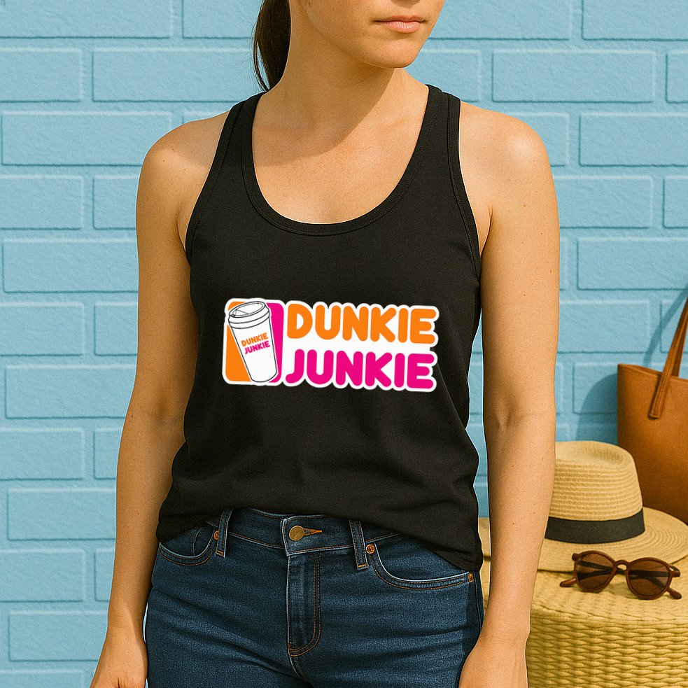 Dunkie Junkie Coffee Love Funny Coffee Saying Womens Tank Top