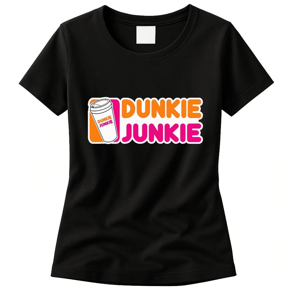 Dunkie Junkie Coffee Love Funny Coffee Saying Womens T-Shirt