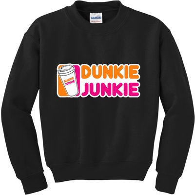 Dunkie Junkie Coffee Love Funny Coffee Saying Kids Sweatshirt