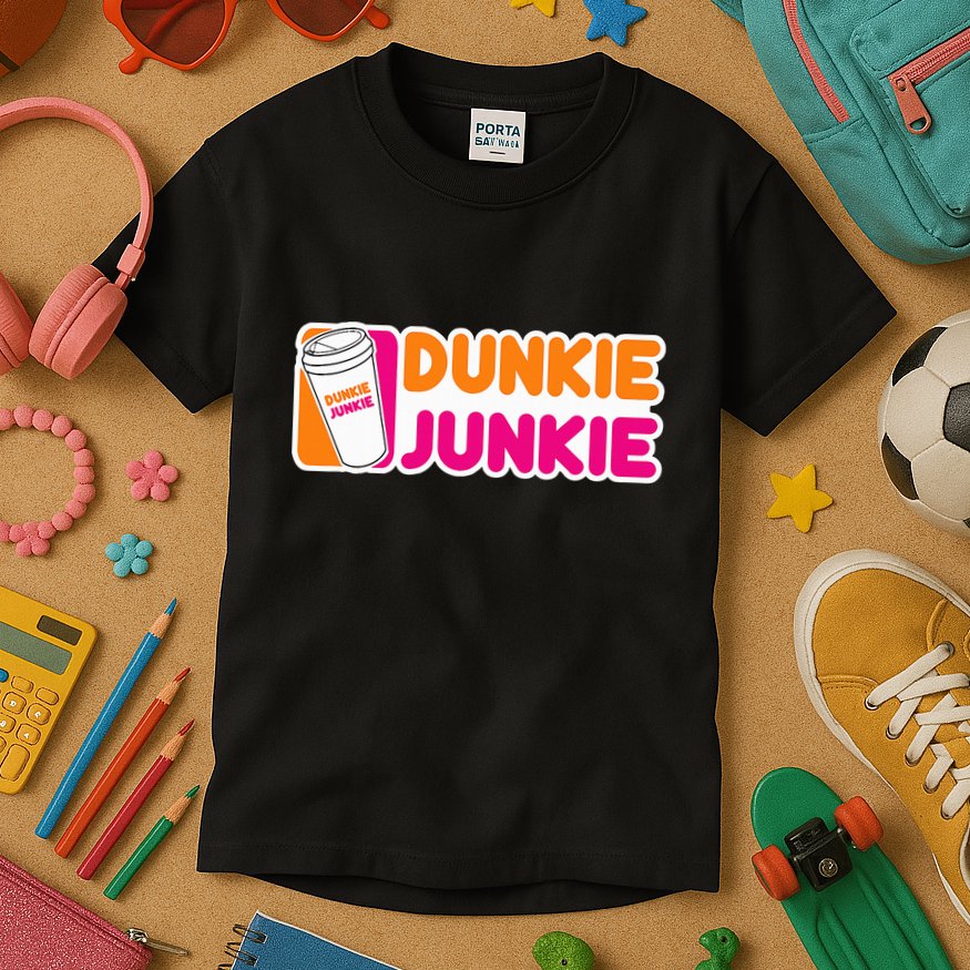 Dunkie Junkie Coffee Love Funny Coffee Saying Kids T-Shirt