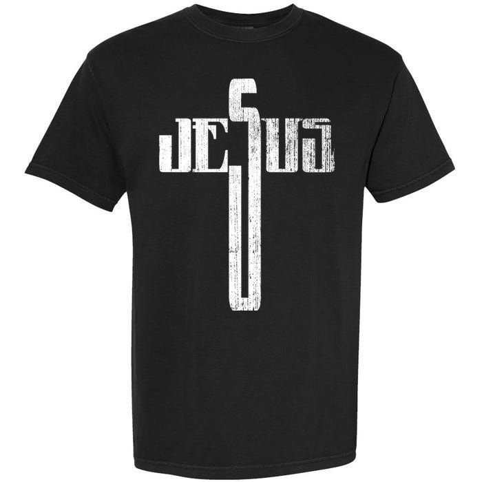 Distressed Jesus Cross Christian Religious Tee Garment-Dyed Heavyweight T-Shirt