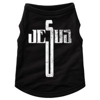 Distressed Jesus Cross Christian Religious Tee Doggie Tank