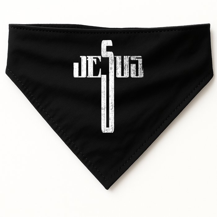 Distressed Jesus Cross Christian Religious Tee USA-Made Doggie Bandana
