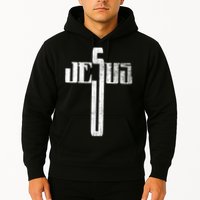Distressed Jesus Cross Christian Religious Tee Hoodie