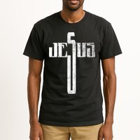 Distressed Jesus Cross Christian Religious Tee Tall T-Shirt