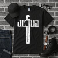 Distressed Jesus Cross Christian Religious Tee Tall T-Shirt
